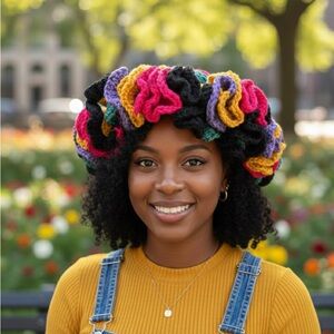 Handmade Colorful Crochet Ruffle Hat